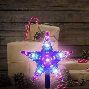 Коледна елха със звезда LED елха за Коледа Коледна украса Коледна елха с батерии с променящи се цветове за