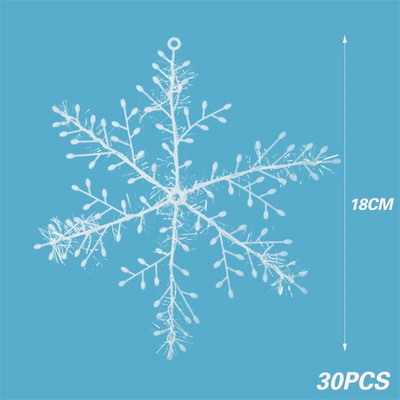 30Gb Ziemassvētku sniegpārsliņu rotājums Ziemassvētku rotājums mājām Balts plastmasas Ziemassvētku sniegpārslu eglītes dzimšanas dekors