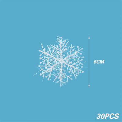 30Gb Ziemassvētku sniegpārsliņu rotājums Ziemassvētku rotājums mājām Balts plastmasas Ziemassvētku sniegpārslu eglītes dzimšanas dekors