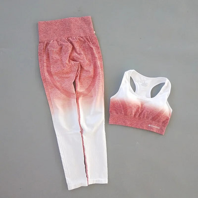 Komplekts Sieviešu Jogas Komplekts Vingrošanas Apģērbs Bezšuvju Gradienta Legingi Sporta krūšturis Crop Top Treniņa Sporta Uzvalks Sieviešu Fitnesa Komplekts Aktīvs Apģērbs