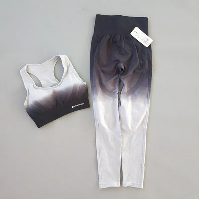 Komplekts Sieviešu Jogas Komplekts Vingrošanas Apģērbs Bezšuvju Gradienta Legingi Sporta krūšturis Crop Top Treniņa Sporta Uzvalks Sieviešu Fitnesa Komplekts Aktīvs Apģērbs