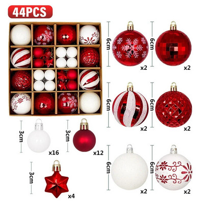 44 τμχ Μπάλες Χριστουγεννιάτικου Δέντρου Πολύχρωμες Χριστουγεννιάτικες Διακοσμήσεις Δώρο Μπάλα DIY Κρεμαστές χειροτεχνίες στολίδια Σετ για προμήθειες για πάρτι στο σπίτι