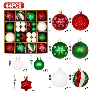 44 τμχ Μπάλες Χριστουγεννιάτικου Δέντρου Πολύχρωμες Χριστουγεννιάτικες Διακοσμήσεις Δώρο Μπάλα DIY Κρεμαστές χειροτεχνίες στολίδια Σετ για προμήθειες για πάρτι στο σπίτι