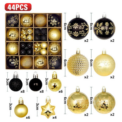 44 τμχ Μπάλες Χριστουγεννιάτικου Δέντρου Πολύχρωμες Χριστουγεννιάτικες Διακοσμήσεις Δώρο Μπάλα DIY Κρεμαστές χειροτεχνίες στολίδια Σετ για προμήθειες για πάρτι στο σπίτι