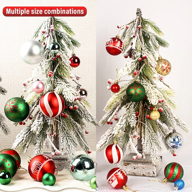 44 τμχ Μπάλες Χριστουγεννιάτικου Δέντρου Πολύχρωμες Χριστουγεννιάτικες Διακοσμήσεις Δώρο Μπάλα DIY Κρεμαστές χειροτεχνίες στολίδια Σετ για προμήθειες για πάρτι στο σπίτι
