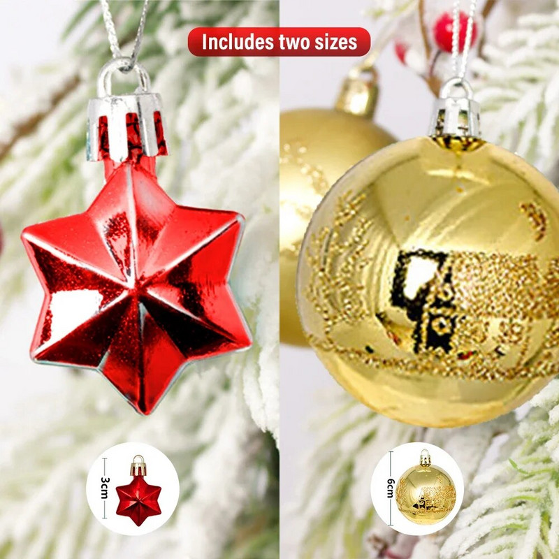 44 τμχ Μπάλες Χριστουγεννιάτικου Δέντρου Πολύχρωμες Χριστουγεννιάτικες Διακοσμήσεις Δώρο Μπάλα DIY Κρεμαστές χειροτεχνίες στολίδια Σετ για προμήθειες για πάρτι στο σπίτι