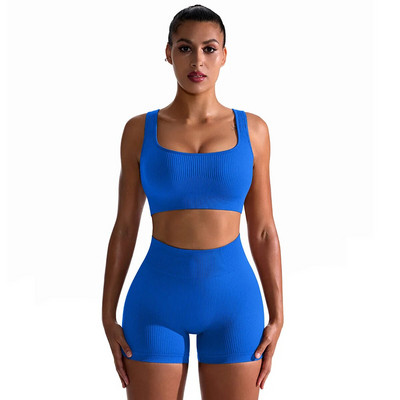 2-dijelni set za jogu Bešavne sportske kratke hlače Sportski grudnjak Odjeća za trčanje Ženski kompleti za vježbanje Odjeća za teretanu Sportsko odijelo
