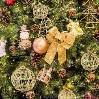 6τμχ Χρυσό σύρμα Χριστουγεννιάτικη Μπαλίτσα Μπιτς Χριστουγεννιάτικο Δέντρο Κρεμαστό Διακόσμηση Χριστουγεννιάτικη Διακόσμηση Σπίτι Διακόσμηση πάρτι 5cm/6cm
