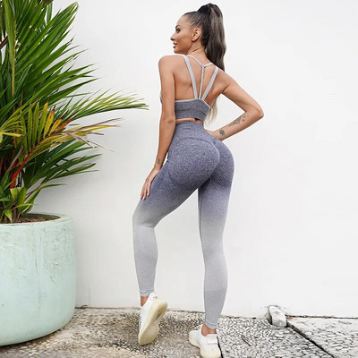 Sportski gradijent joga set Ženski ženski sportski grudnjak Push up tajice Odjeća za fitness Kompleti za vježbanje Sportska odjeća Odjeća za teretanu