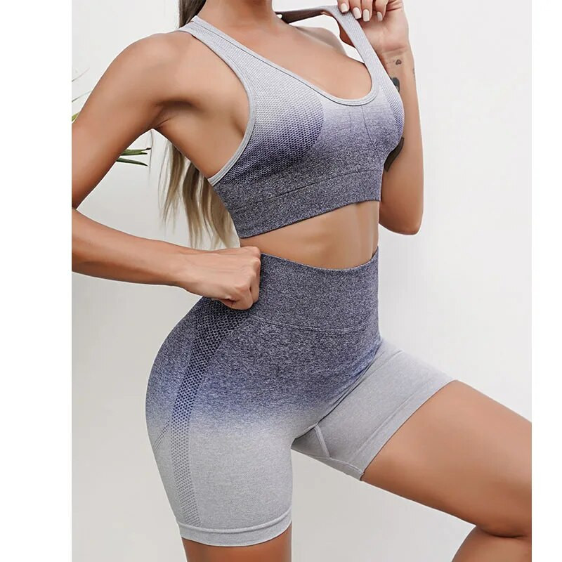 Sportski gradijent joga set Ženski ženski sportski grudnjak Push up tajice Odjeća za fitness Kompleti za vježbanje Sportska odjeća Odjeća za teretanu