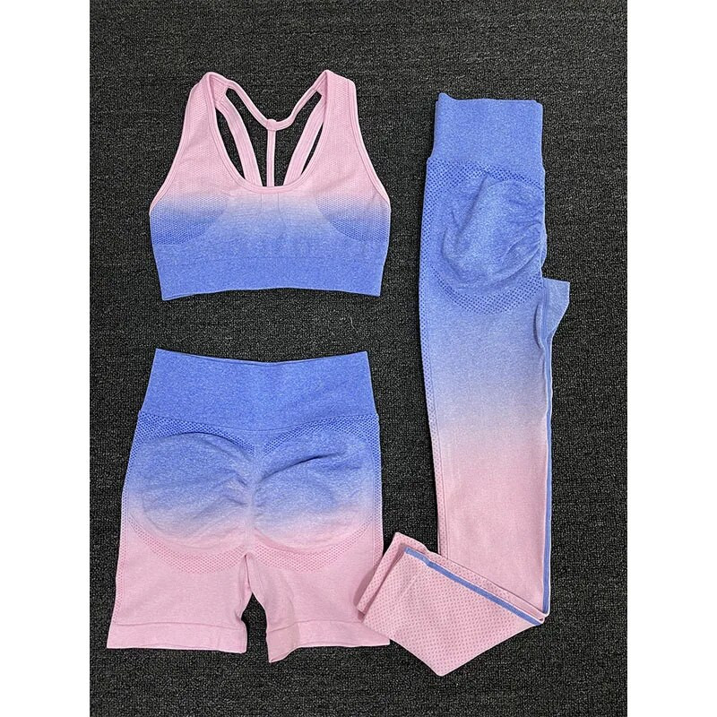 Sportski gradijent joga set Ženski ženski sportski grudnjak Push up tajice Odjeća za fitness Kompleti za vježbanje Sportska odjeća Odjeća za teretanu