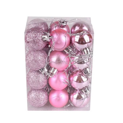 Jõulupall Jõulupuu pallid 24tk 30mm Xmas Decor Pühadepeo kaunistus Kuldne roosa šampanjapunane uusaasta kingitus