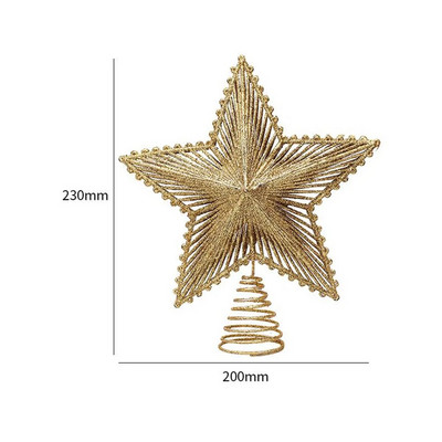 Нова Коледна звезда Topper 23x20x5cm Направи си сам Коледна елха Златна пластмаса Сребърни блестящи звезди Орнаменти Аксесоари
