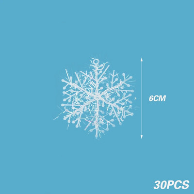 30kom Bijele pahuljice Ukrasi za božićno drvce Umjetne snježne pahulje Viseći ukras Božićni novogodišnji kućni prozor Dekoracija vijenca
