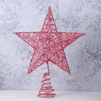 Χριστουγεννιάτικο δέντρο 20cm Iron Star Topper Glittering στολίδια διακόσμησης χριστουγεννιάτικου δέντρου (ροζ)
