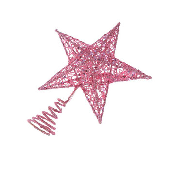 20 см желязна звезда за коледно дърво Блестящи орнаменти за украса за коледно дърво (розово)