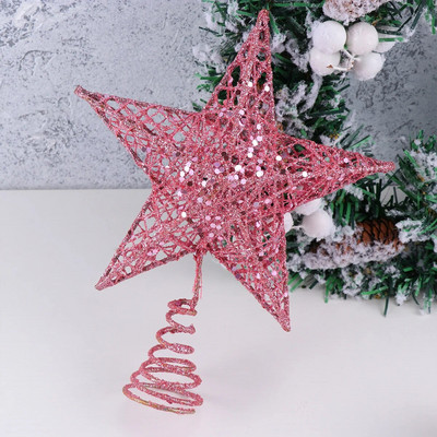 Χριστουγεννιάτικο δέντρο 20cm Iron Star Topper Glittering στολίδια διακόσμησης χριστουγεννιάτικου δέντρου (ροζ)