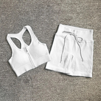 2 τμχ Σετ γιόγκα Γυναικεία μονόχρωμα αθλητικά ενδύματα γυμναστικής ψηλά ελαστικά σορτς αθλητικό σουτιέν γυμναστική Αθλητική φόρμα χωρίς ραφή Σετ γυμναστικής