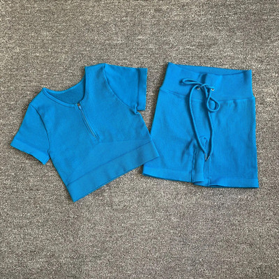 2 τμχ Σετ γιόγκα Γυναικεία μονόχρωμα αθλητικά ενδύματα γυμναστικής ψηλά ελαστικά σορτς αθλητικό σουτιέν γυμναστική Αθλητική φόρμα χωρίς ραφή Σετ γυμναστικής