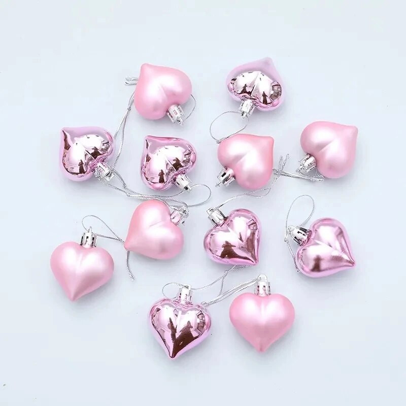Szív alakú karácsonyi gömbök karácsonyi bál díszek karácsonyi dekorációs kiegészítők karácsonyi ünnep esküvői dekoráció piros