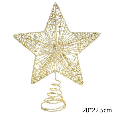 Zvjezdica na vrhu božićnog drvca Ukras zlatno-sjeckana crvena svjetlucava željezna zvijezda Dekoracija za novogodišnju zabavu Kućni ukras za božićno drvce