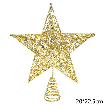 Zvjezdica na vrhu božićnog drvca Ukras zlatno-sjeckana crvena svjetlucava željezna zvijezda Dekoracija za novogodišnju zabavu Kućni ukras za božićno drvce