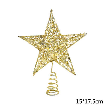 Zvjezdica na vrhu božićnog drvca Ukras zlatno-sjeckana crvena svjetlucava željezna zvijezda Dekoracija za novogodišnju zabavu Kućni ukras za božićno drvce