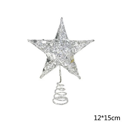 Zvjezdica na vrhu božićnog drvca Ukras zlatno-sjeckana crvena svjetlucava željezna zvijezda Dekoracija za novogodišnju zabavu Kućni ukras za božićno drvce