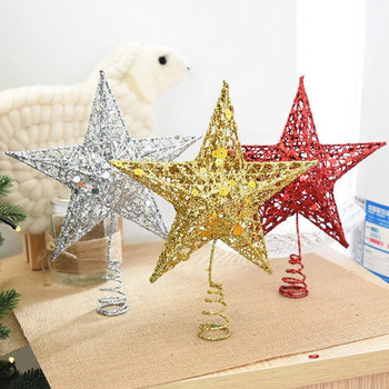 Блестяща коледна звезда Xmas Tree Topper Орнаменти с пет заострени звезди Семейна украса за весело парти Коледен празничен декор 20 см
