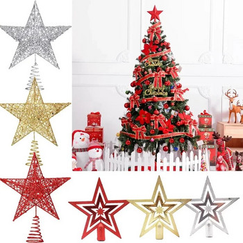 Navidad 2023 Коледна елха Topper Подаръци Коледна украса за дома Златен блясък Звездно дърво Висулки Орнаменти Нова година 2024