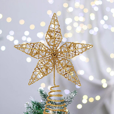 Karácsonyfa Top Star Hagyma Rózsaszín Fancy Tree Top Star Dekoratív Karácsonyfa Csillag Hó Karácsonyi kellékek Adornos De Navidad