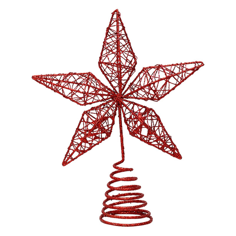 Karácsonyfa Top Star Hagyma Rózsaszín Fancy Tree Top Star Dekoratív Karácsonyfa Csillag Hó Karácsonyi kellékek Adornos De Navidad