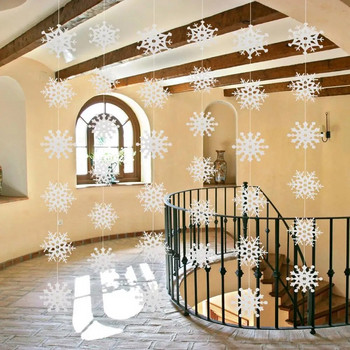 Бяла коледна украса Снежинка Висулка за домашно коледно дърво Зимен фестивал Парти Нова година Navidad Изкуствен сняг