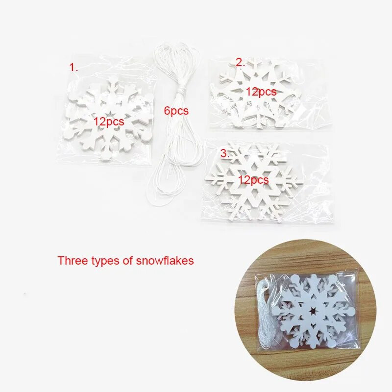 Λευκό χριστουγεννιάτικο μενταγιόν με νιφάδα χιονιού για το σπίτι Χριστουγεννιάτικο δέντρο Χειμερινό Φεστιβάλ Πάρτυ Πρωτοχρονιάς Navidad Τεχνητό χιόνι