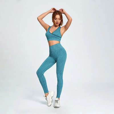 Leopard sportska odjeća Top tajice 2 kom set za jogu Ženska odjeća za teretanu Bešavno odijelo Visoko elastični grudnjak za fitness Trenirka Sportska oprema