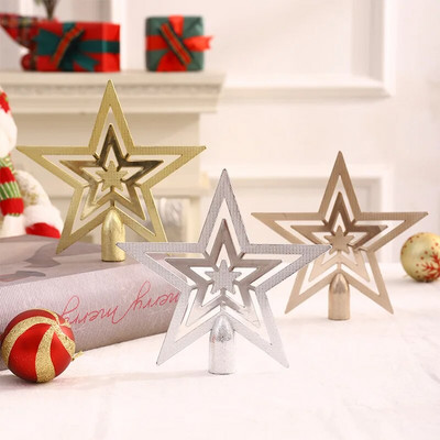 Коледно дърво Topper Glittered Gold Star DIY Plug In Ornament за домашно парти на закрито и на открито Нечуплива декорация