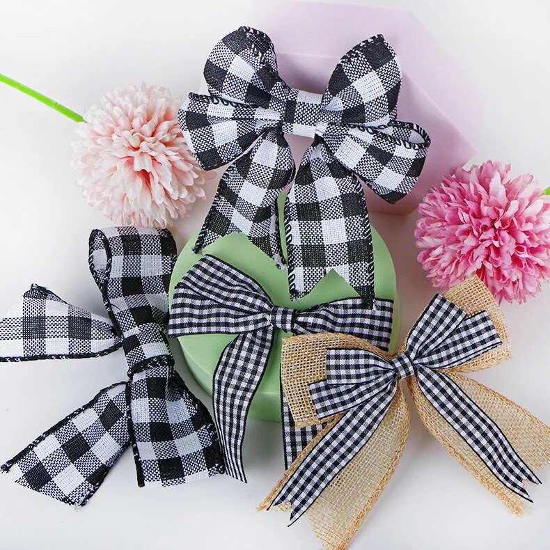 Lina rūtaini Ziemassvētku eglīšu rotāšanas banti amatniecībai Roku darināti banti Ziemassvētku vītnes vainagu logu dekori matu bantītes dāvanu bantes