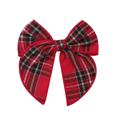 1 kom 5,7 inča Cheer Bowknot ukosnica Klasična karirana božićna boja kopče za kosu Ručno izrađene za djecu Dodaci za kosu za djevojčice