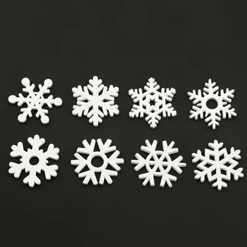 50 бр Коледна снежинка с микс във формата на дървени бели снежинки Дървени висулки Коледни орнаменти за Нова година Navidad Xmas Decor