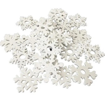 50 бр Коледна снежинка с микс във формата на дървени бели снежинки Дървени висулки Коледни орнаменти за Нова година Navidad Xmas Decor