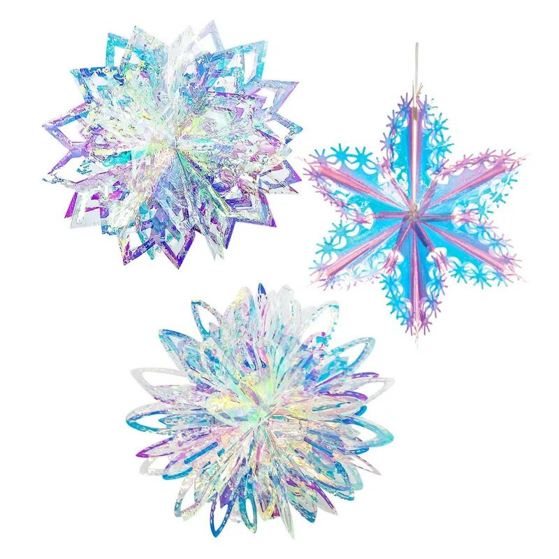Νέον φιλμ 3D Snowflakes Χριστουγεννιάτικα στολίδια για στολίδια σπιτιού Navidad Tree Fake γιρλάντες χιονιού Winter Frozen Party Supplies