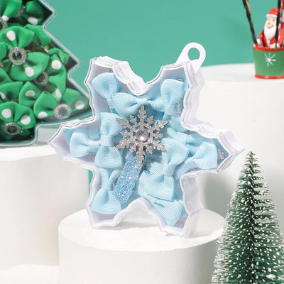 22 kom/kutija Kutija za božićne darove Dječje mašne Set dodataka za kosu za djevojčice Slatke kopče za kosu iz crtića Dječja ručno izrađena pokrivala za glavu