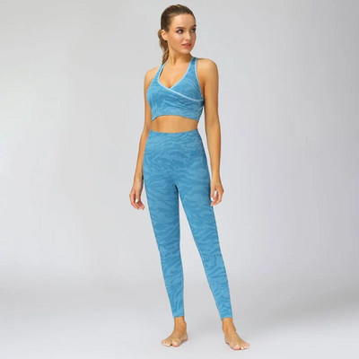 2-osaline õmblusteta ülikond naiste spordirõivad, kaamo-joogakomplekt, kõrge elastsusega spordiriietus, jõusaali säärised ja rinnahoidja treeningriided