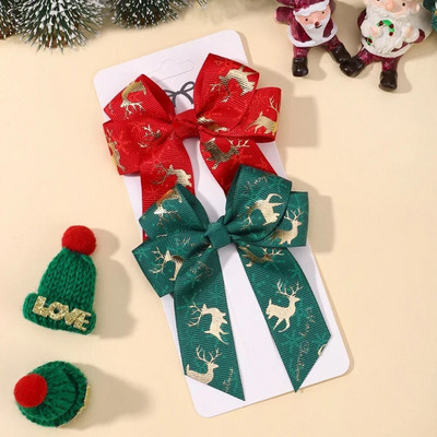 2Pcs/Lot Božićni ukrasi Mašne za kosu Štipaljke za novogodišnje zabave Dječje Pokrivala Dodaci za kosu Poklon Veleprodaja