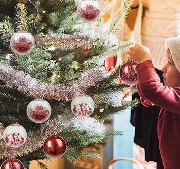 6 τεμ Χριστουγεννιάτικα μπιχλιμπίδια 8cm/6cm Αδιάβροχη διάφανη πλαστική μπάλα με ντελικάτα στολίδια Χριστουγεννιάτικες μπάλες Χριστουγεννιάτικη διακόσμηση για κρεμαστό δέντρο