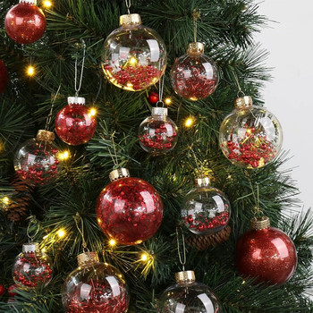 6 τεμ Χριστουγεννιάτικα μπιχλιμπίδια 8cm/6cm Αδιάβροχη διάφανη πλαστική μπάλα με ντελικάτα στολίδια Χριστουγεννιάτικες μπάλες Χριστουγεννιάτικη διακόσμηση για κρεμαστό δέντρο