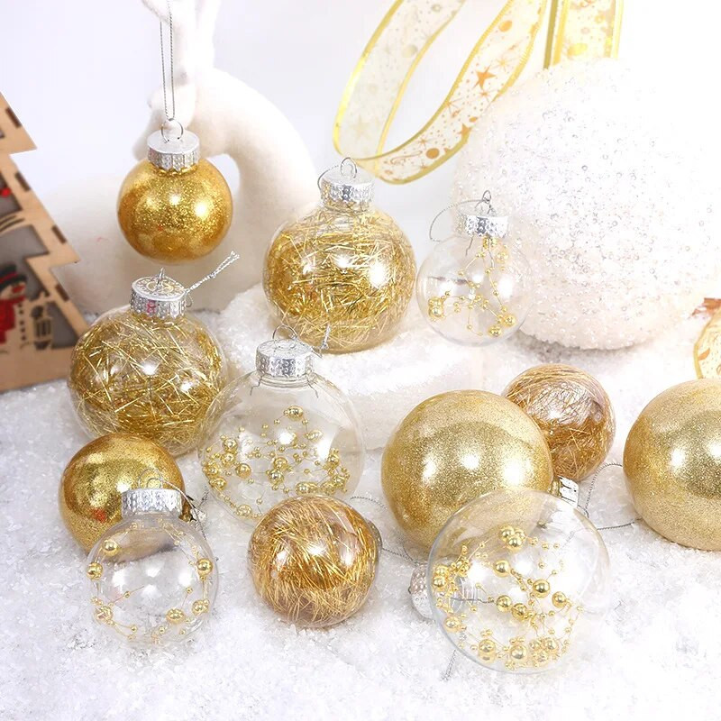 6 komada božićnih kuglica 8 cm/6 cm otporna na udarce od prozirne plastične kuglice s delikatnim ukrasima Božićne kuglice Viseći ukras za božićno drvce