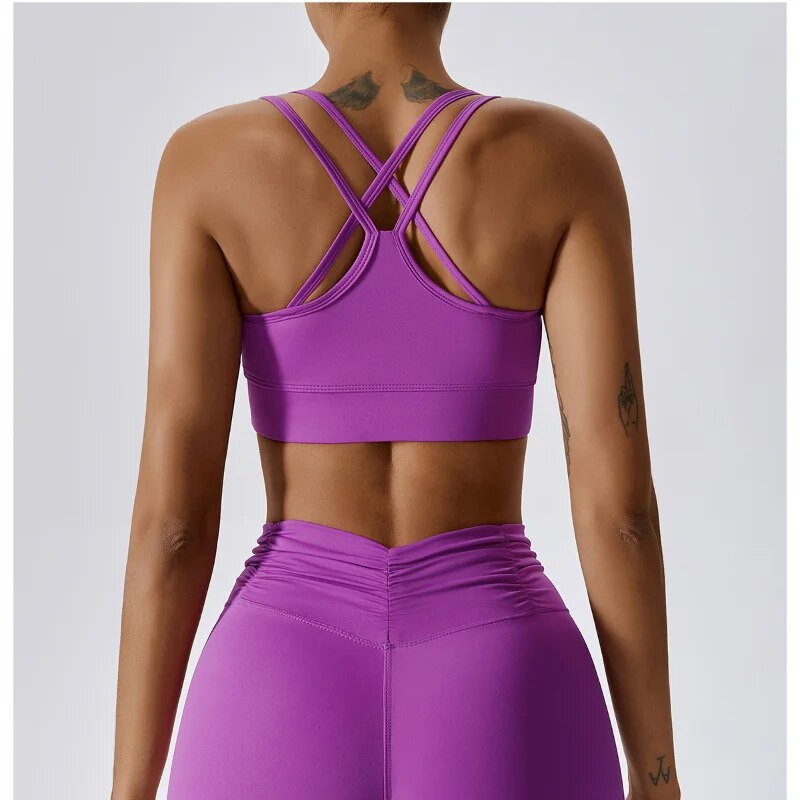 Trenažieru zāles jogas komplekts Sexy Cross Back Fitness Jogas Krūšturis Stingrs Legingi Uzvalks Sieviešu Vienkrāsains Sporta Tops Treniņa apakšveļa Bikšu tērps