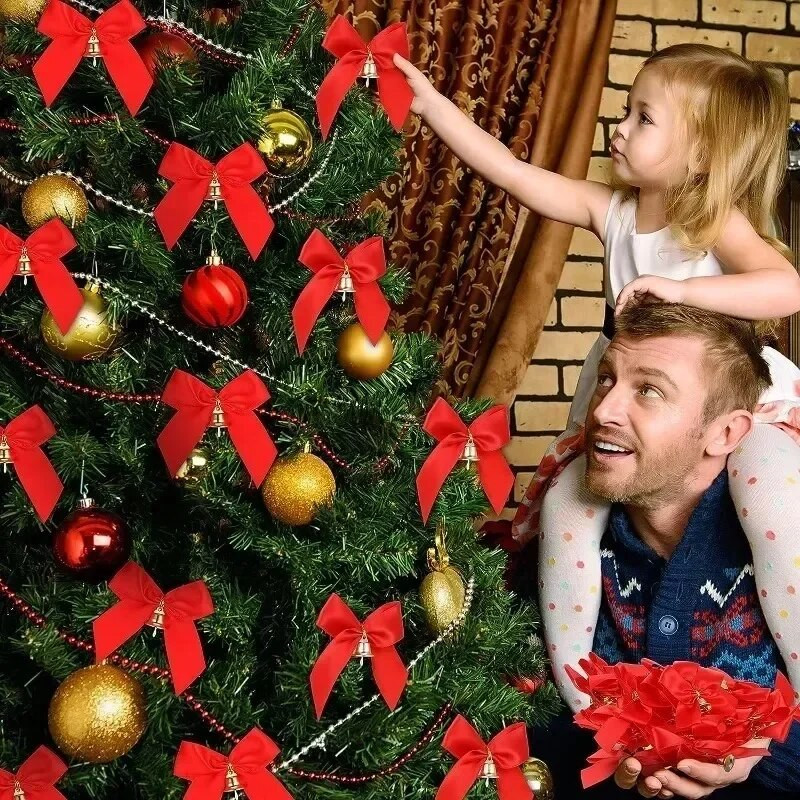 Χριστουγεννιάτικα στολίδια με φιόγκους Χριστουγεννιάτικα στολίδια κρεμαστό κόσμημα για διακόσμηση σπιτιού Navidad Πρωτοχρονιάτικο πάρτι DIY Δώρα Προμήθειες