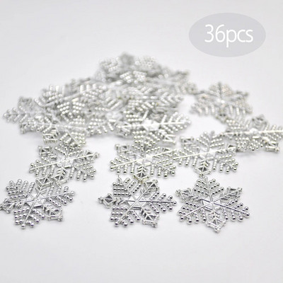 36Gb plastmasas zelta sudraba mirdzošs pulveris sniegpārsla Ziemassvētku rotājumi kulons Ziemassvētku eglīte dekoratīva piekārta sniegpārsla